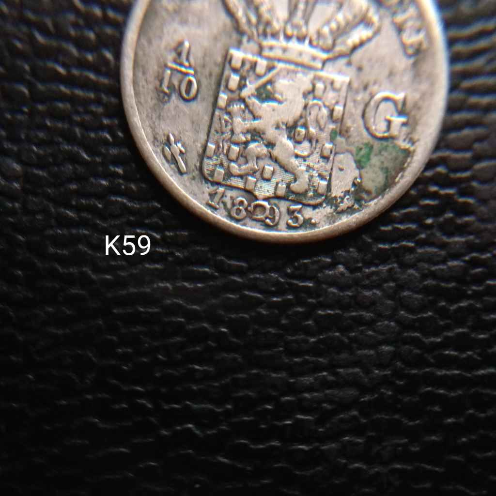 Koin ERROR Lama 1/10 Gulden 1893 Perak Kuno Silver Coin K59