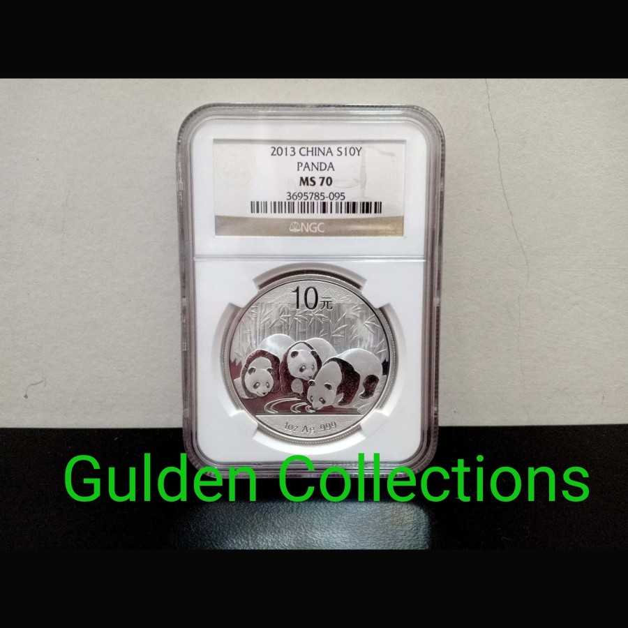 Koin Silver NGC Panda 10 Yuan 2013 BUNC MS 70 TOP SCORE