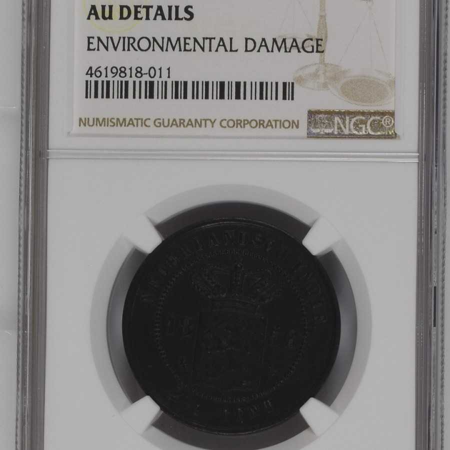 NGC AU DETAIL 2,5 cent 1856 netherland indies koin tembaga benggol