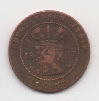 Nederlands Indies 1 Cent Tahun 1857 Bekas Sesuai Gambar