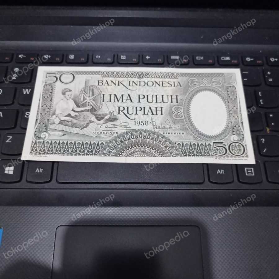 uang kuno 50 rupiah pekerja 1958 full gress