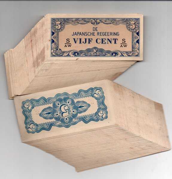 Indonesia Jajahan jepang 5 Cent Tahun 1942 Tidak ada Lipatan 1 pcs Bl44