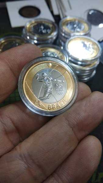 A1069 Brazil Bimetal Commemorative Olympic Volley Unc Dalam Kapsul