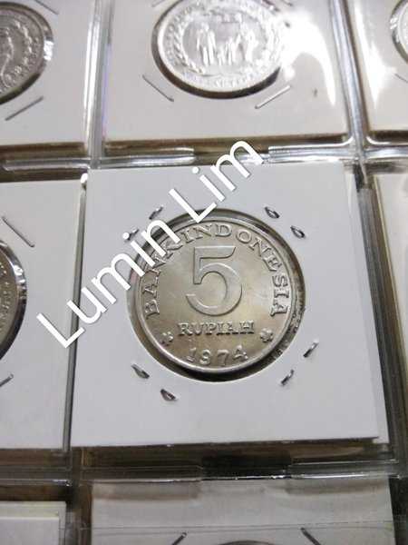 A1500 Per 1 Keping Koin kuno 5 Rupiah 1974 Baru Sudah Di Rapikan Dalam Holder