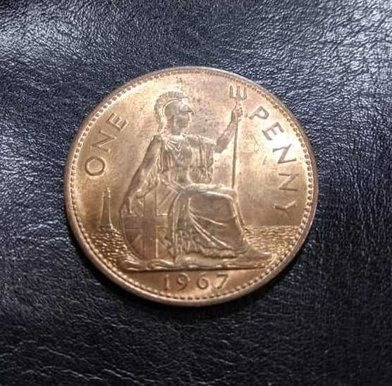 A1099 koin inggris 1 penny tahun 1967 masih ada lustre mulus sesuai foto