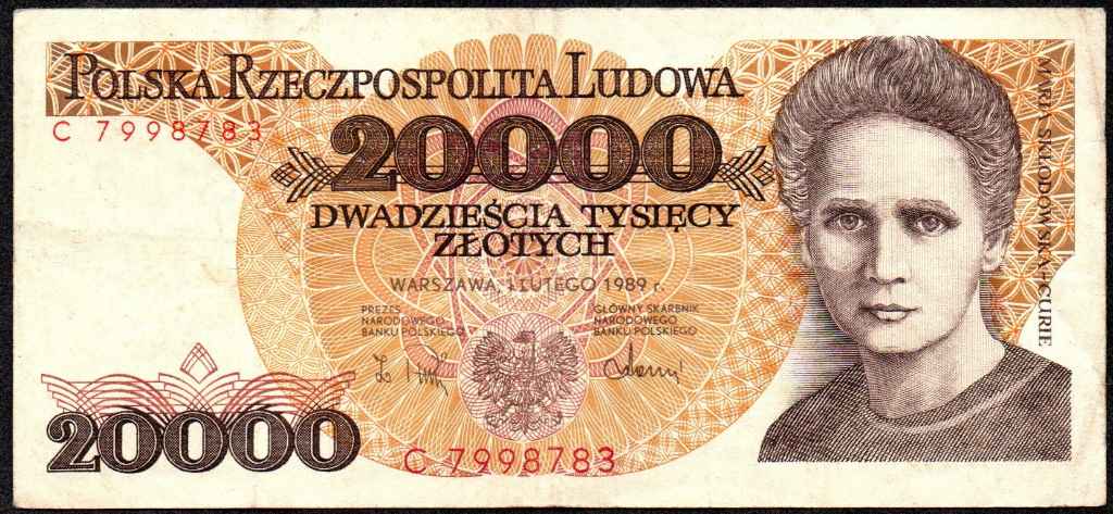 Poland 20000 Zlotych 01.02.1989 Single Letter