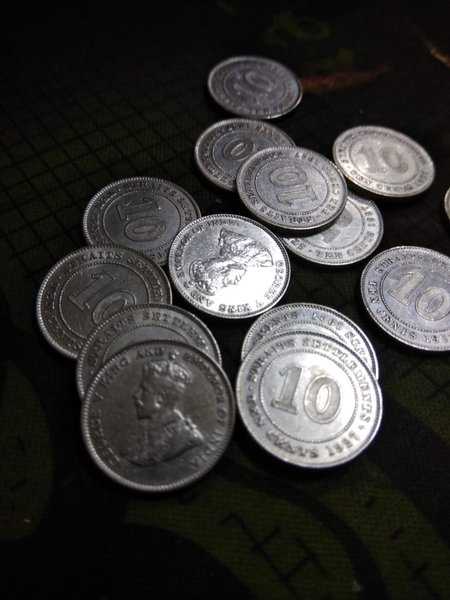 A1081 Per 1 Keping Koin Perak Straits Settlements 10 cent 1927 Sudah Di Cuci