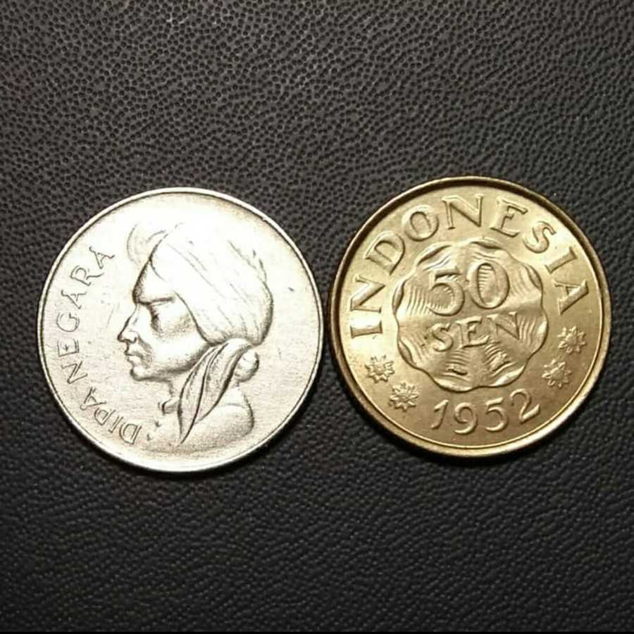 uang kuno koin 50 sen dipanegara