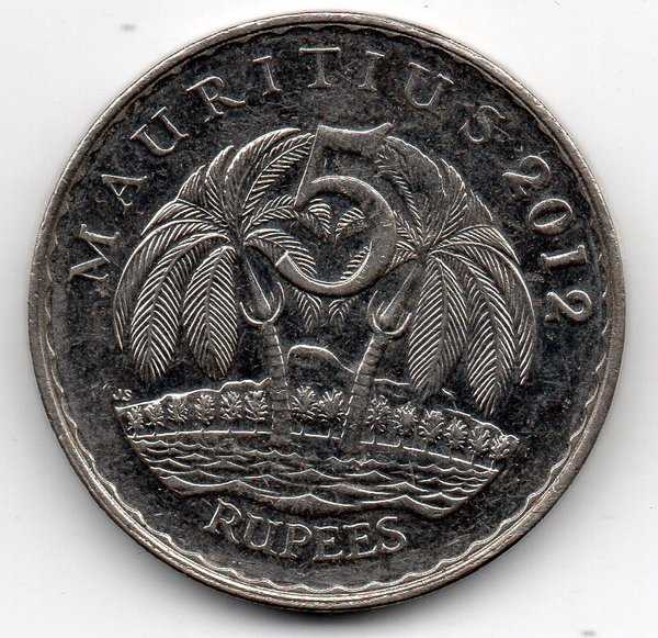 A1722 Mauritius 5 Rupee Tahun 2012 Bekas Sesuai Gambar