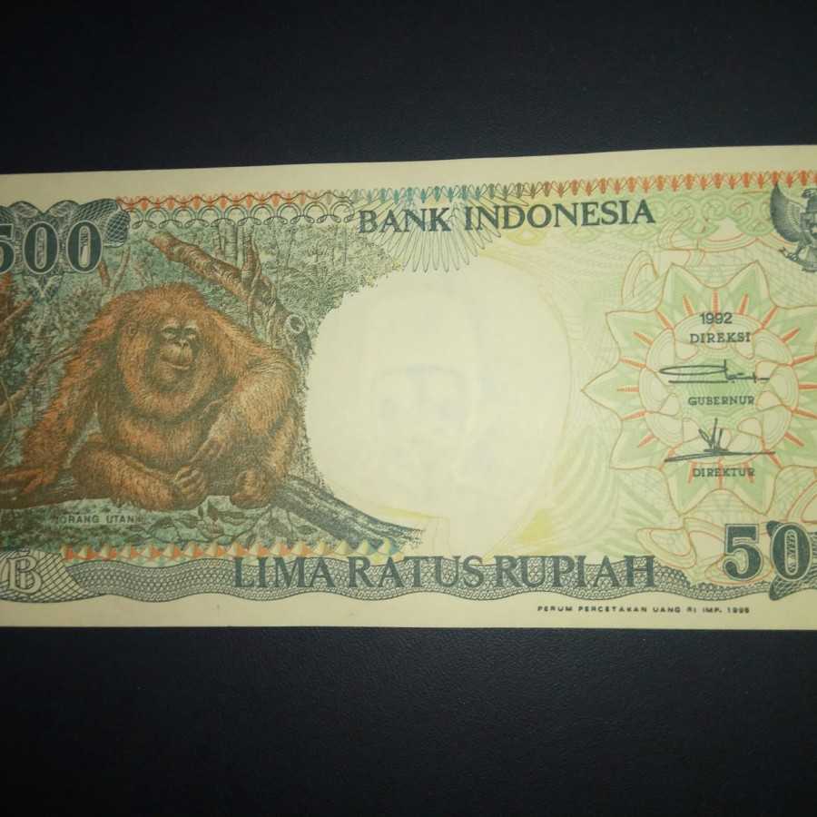 uang kuno orang utan pecahan 500 tahun 1992