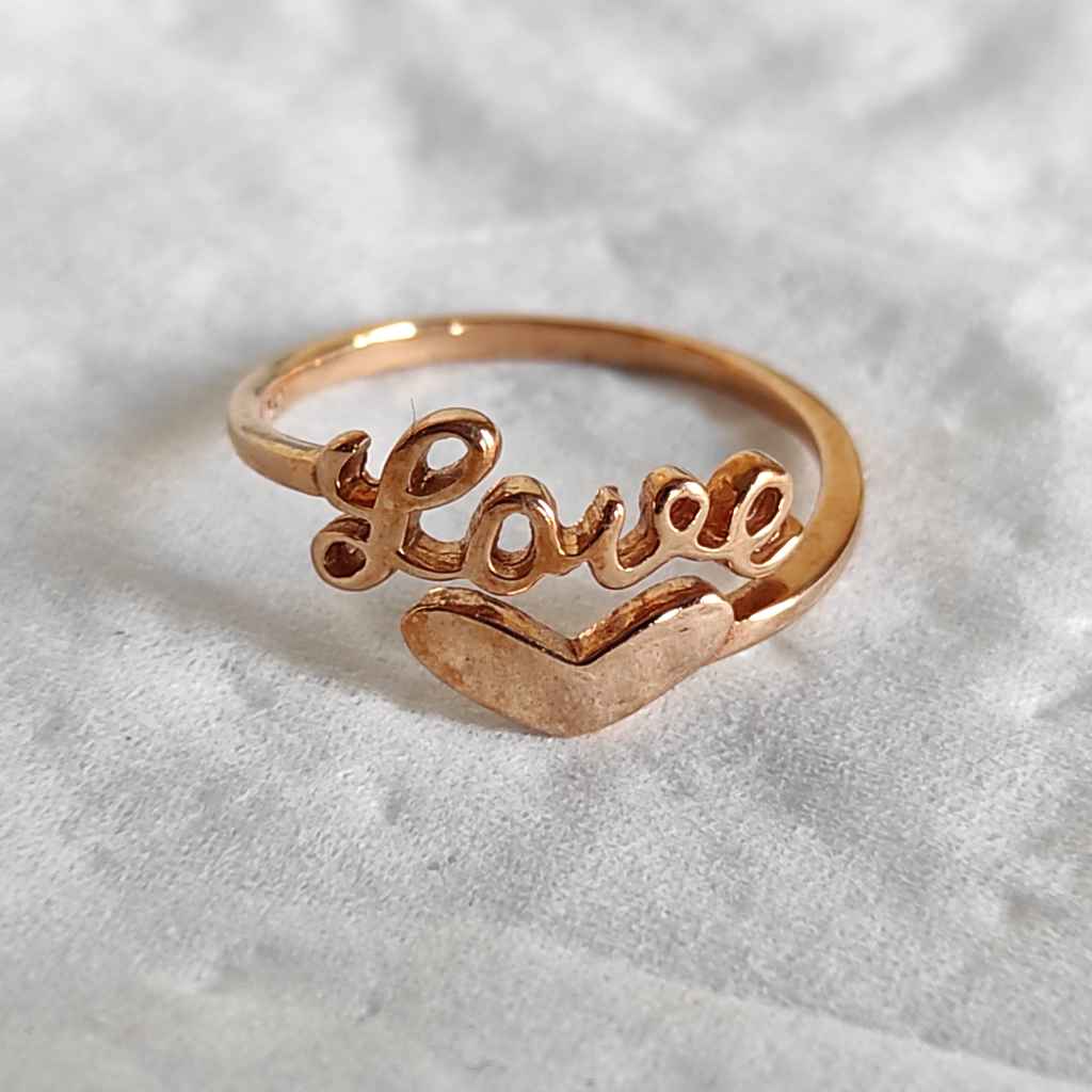 Perhiasan Cincin LOVE Rose Gold .750 Ukuran 13 [A006]