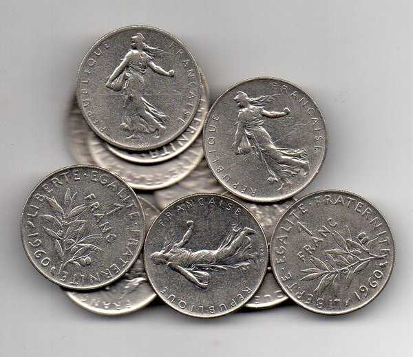 X67 Koin prancis 1 Francs Tahun 1960 1 keping