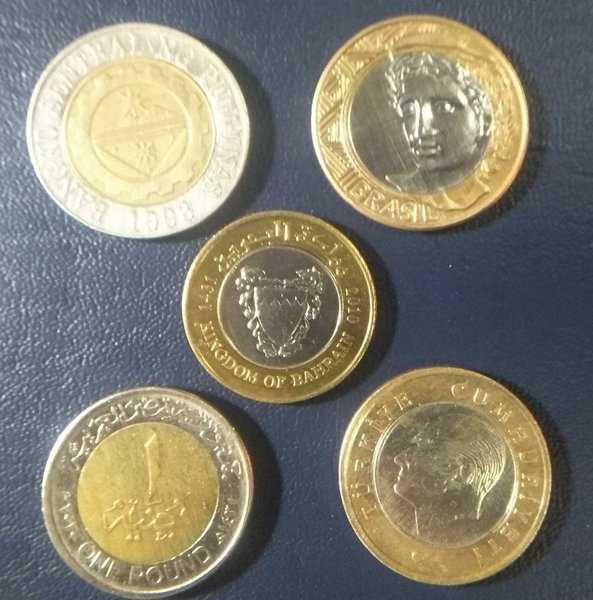 A 1628 Lot 5 Keping Koin Bimetal Berbeda Sesuai Photo