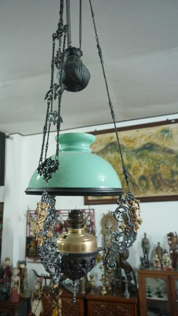 Lampu Kerek Motif Bidadari Tongkat Kap Hijau 35