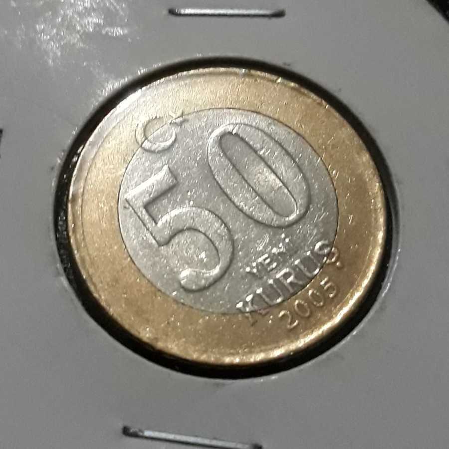 Turki (Turkey) - 50 New Kurus 2005 : Koin / Asing / Uang Kuno