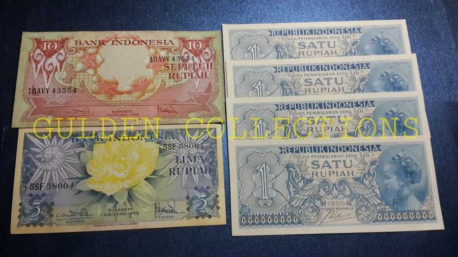 Paket uang kuno 19 rupiah kertas 10+5+1x4 mahar pernikahan