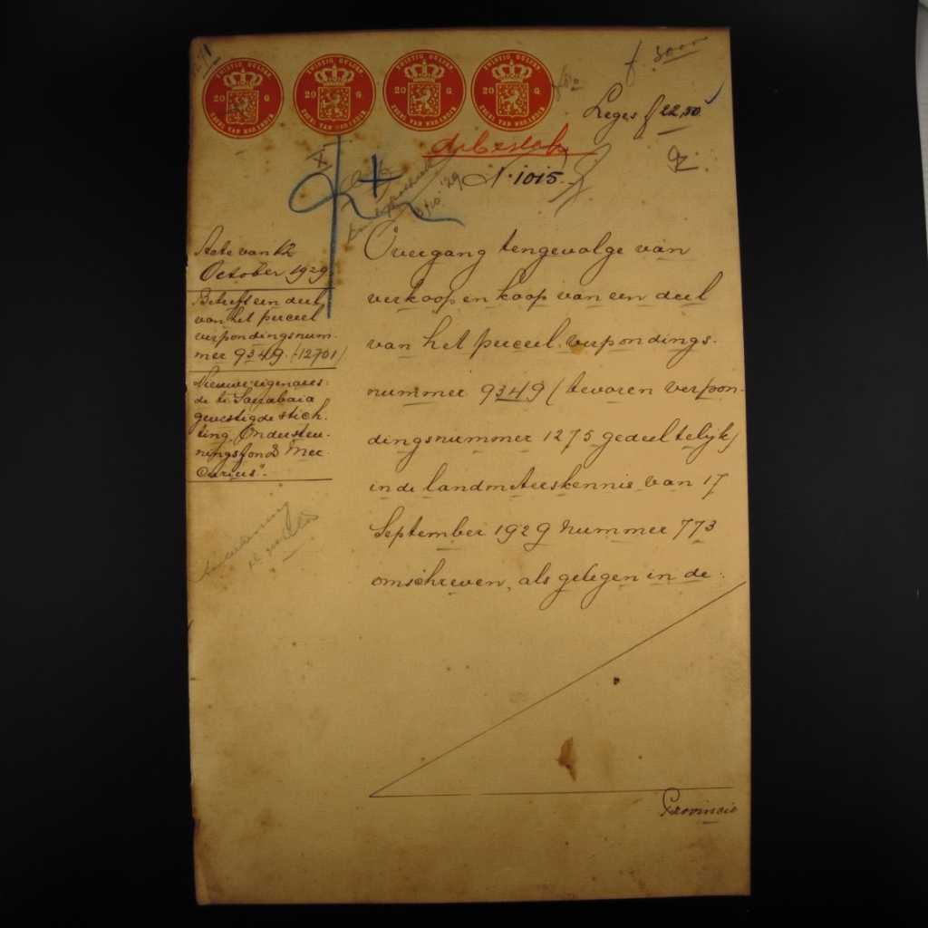 Koleksi Dokumen Pemerintahan Hindia Belanda Akta Jual Beli Tanah Kampung Kelampon Lor Wilayah Surabaya Tanggal 12 Oktober 1929