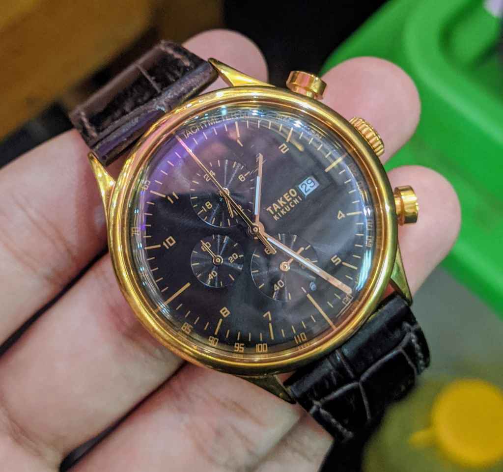 JAM TANGAN CHRONOGRAPH TAKEO KIKUCHI GOLD CASE