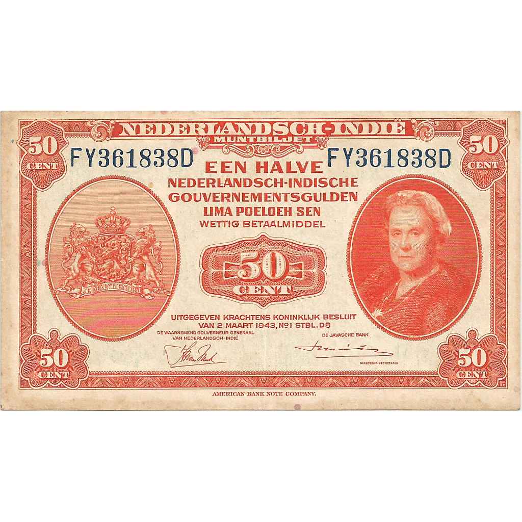 Uang Kuno Indonesia 1943 NICA 50 Cent Gulden