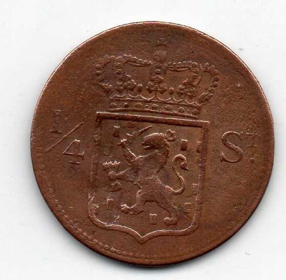 A3871 Ned Indie 1-4 Stuiver 1826 Dot Token Coinage Sumatra Asli Ready