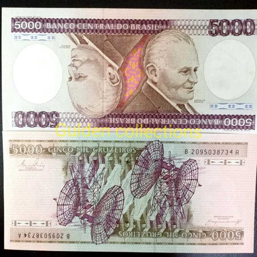 UANG KUNO BRAZIL 5000 CRUZEIROS UNC