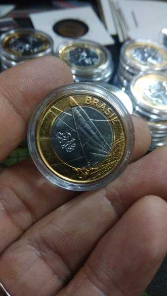 A1067 Brazil Bimetal Commemorative Olympic Vela Unc Dalam Kapsul