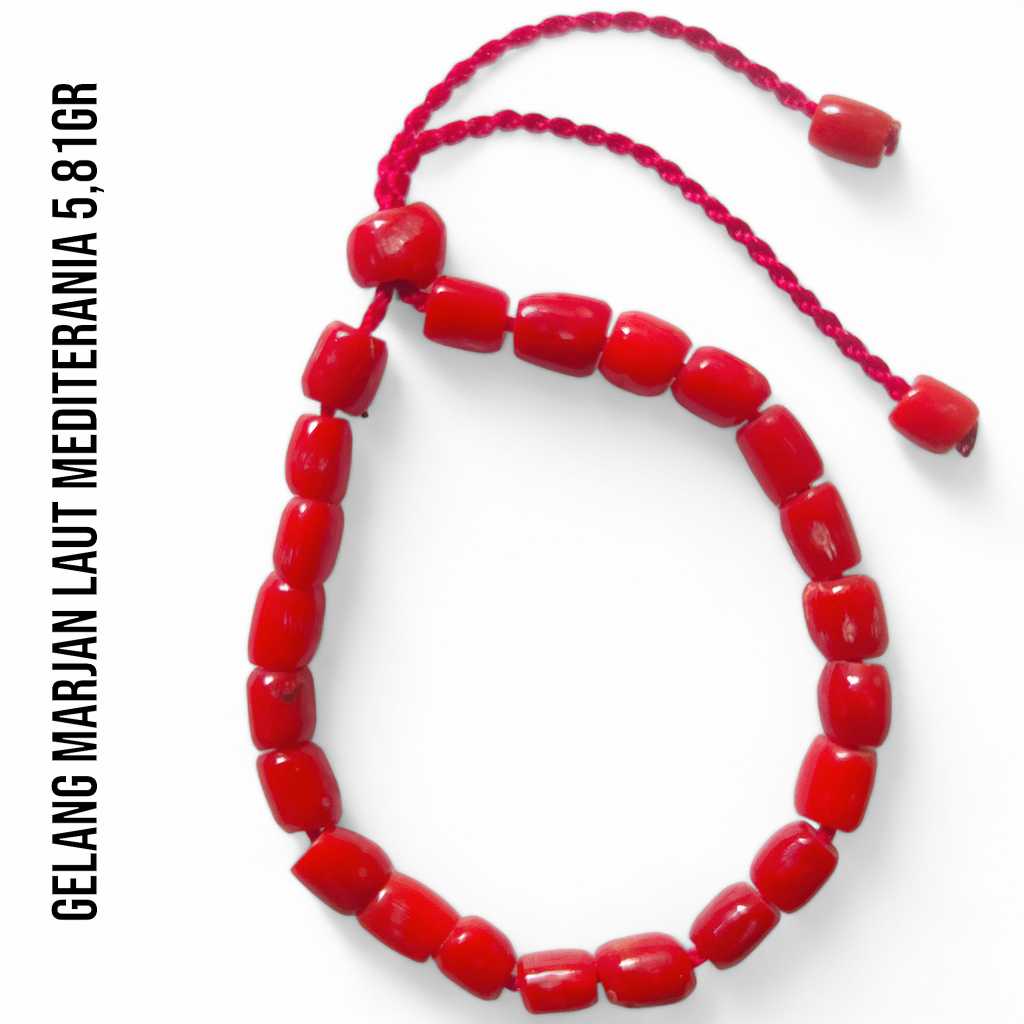 Gelang Marjan Corallium Rubrum Asli Laut Mediterania 5,81 Gram