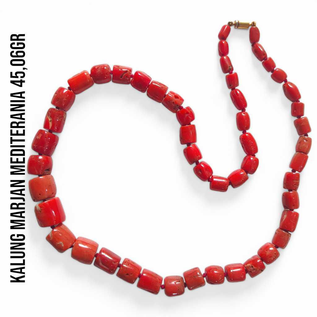 Kalung Marjan Corallium Rubrum Asli Laut Mediterania 45,06 Gram