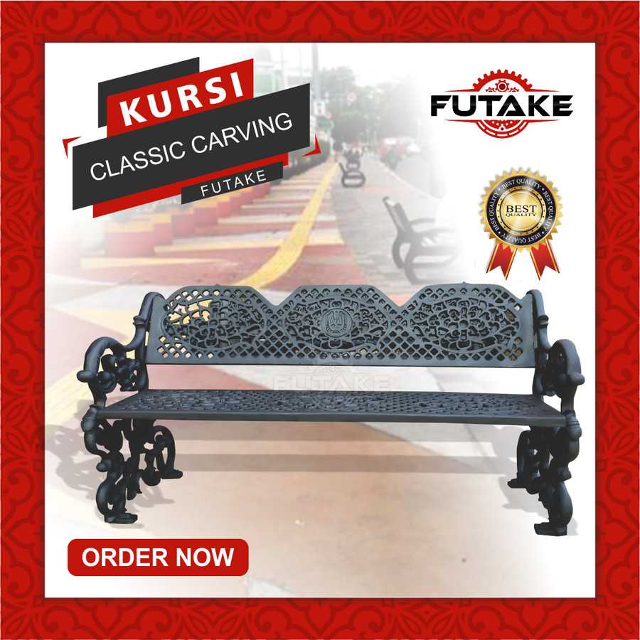 KURSI KLASIK CARVING FULL METAL CASTING TAMAN PEDESTRIAN DOUBLE SEATS