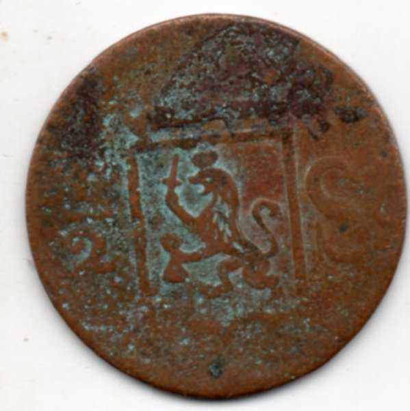 Koin kuno India batav 1-2 Stuiver tahun 1822 Bekas Sesuai Gambar