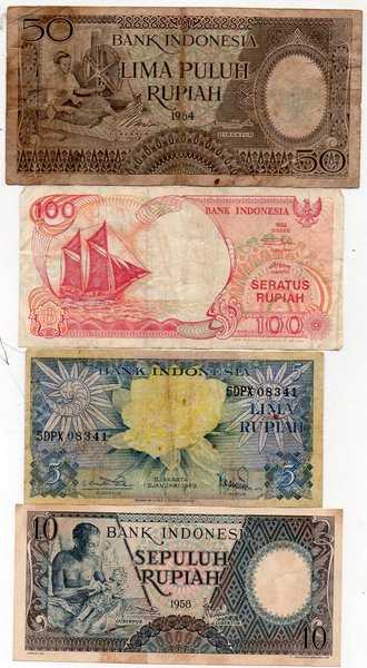 BL3313 Set 4 Pcs Uang Kuno Indonesia Berbeda Asli Ready