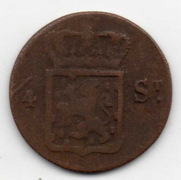 A1388 Nederlands Indies Seperempat Stuiver Tahun 1826 Bekas Sesuai Gambar