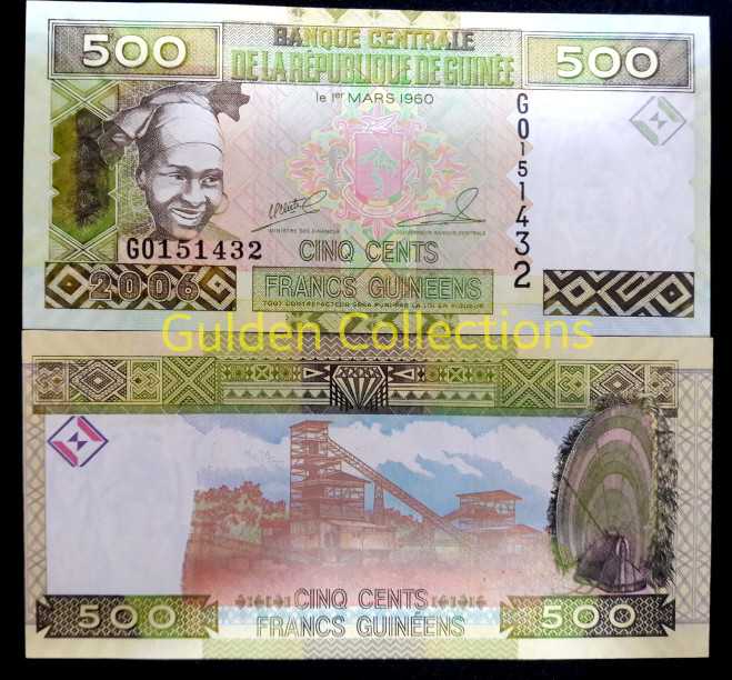 Uang Kuno 500 francs guinee UNC