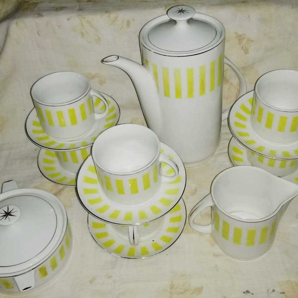 Tea set motif lurik kuning cantikkk