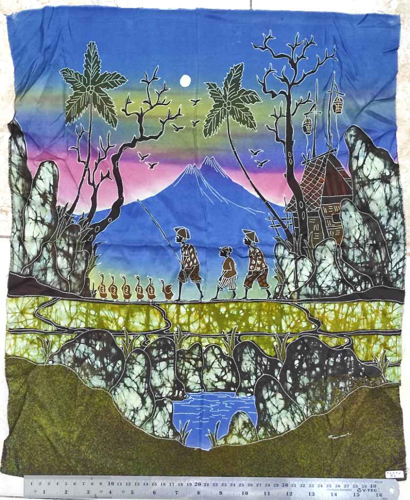 Lukisan Angon Bebek Perwarna Batik Bahan Kain Silky [B3]