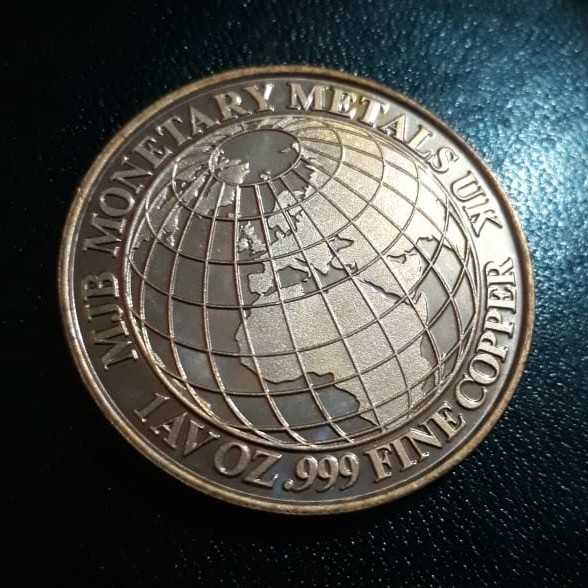 Bullion 1 troy ounce 0.999 fine copper - MJB Monetary Metals UK