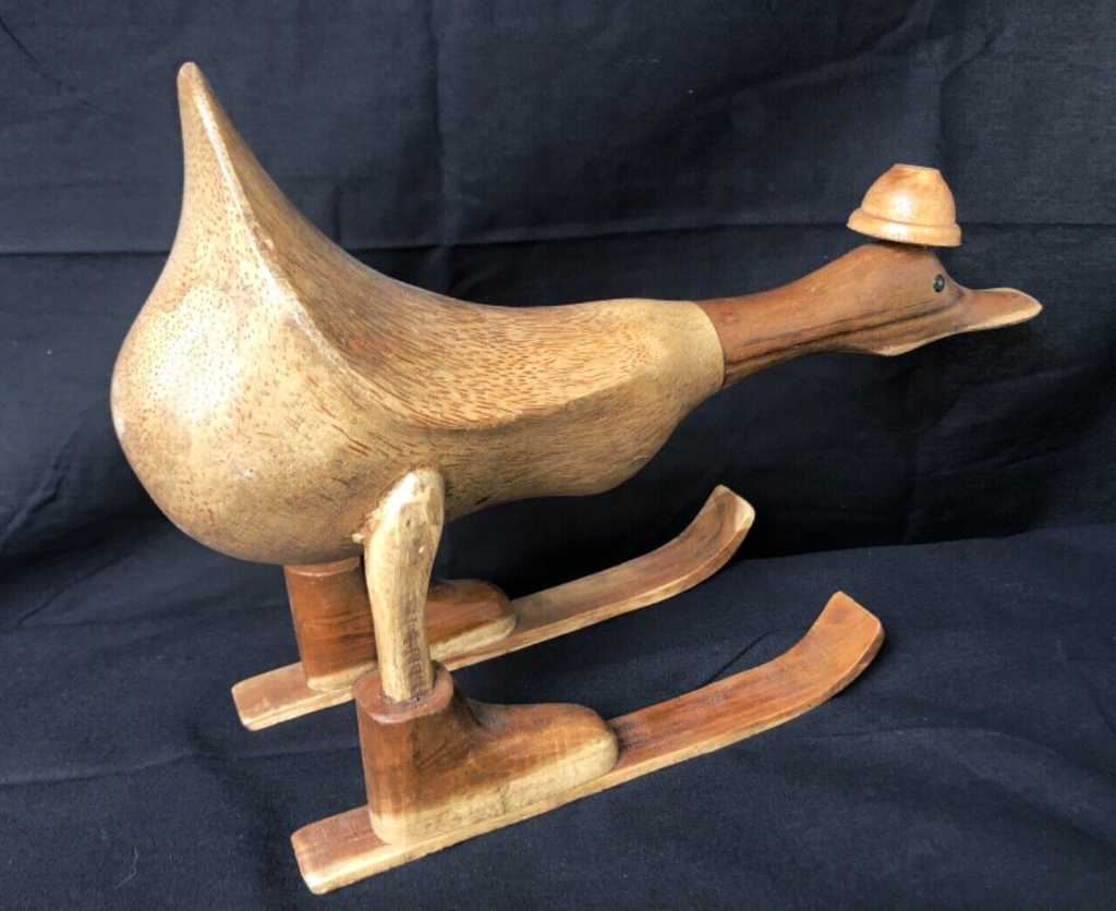 Hand Carved Bamboo Wooden Skiing