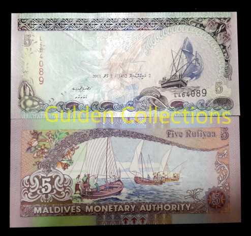 5 Rufiya Maldives Koleksi Uang Kuno Luar Negri UNC