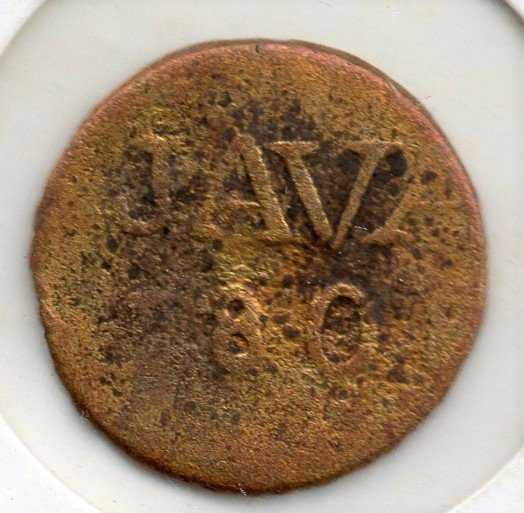 A2396 BRITISH JAVA VOC DUIT TAHUN 1808 BEKAS SESUAI GAMBAR