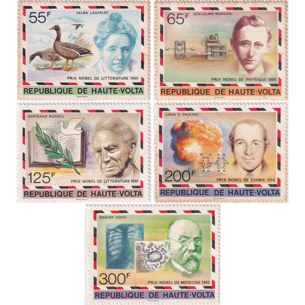 Prangko Upper Volta 1977 - Nobel Prize Winners
