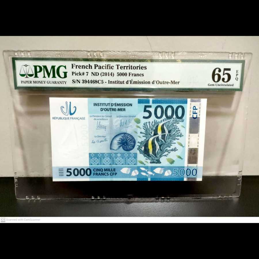 French Pacific Territories 5000 Francs UNC PMG 65 EPQ