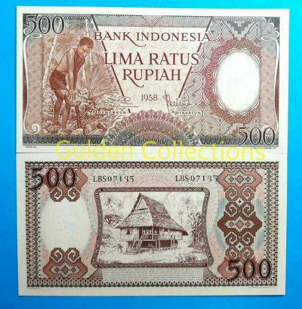 Uang Kuno 500 Rupiah Pemecah kelapa 1958 Langka UNC uang lama koleksi