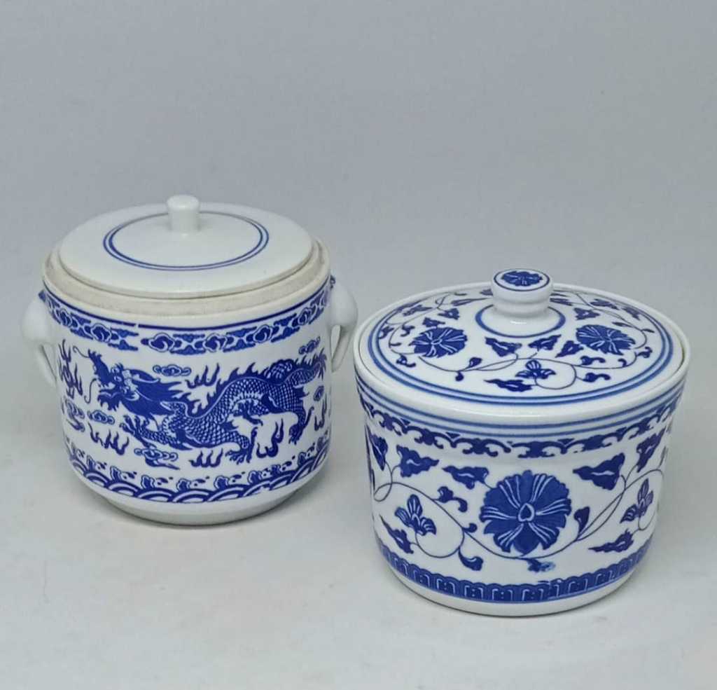 Sepasang Mukun biru putih lawasan ( utuh ).