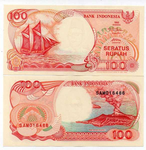 BL 1329 Indonesia 100 Rupiah tahun 1992 Emisi 1992 UNC mulus Per 1 Lembar