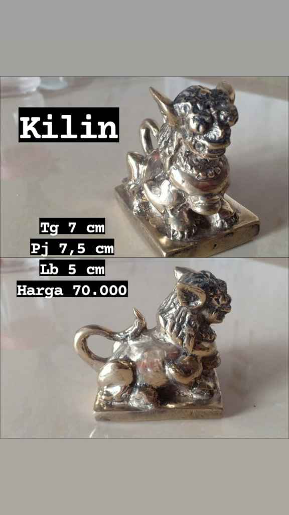Mianiatur Kilin Bahan Tembaga Dan Perak