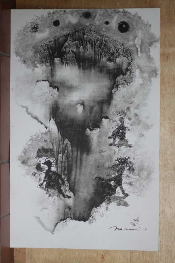 Lukisan tinta diatas kertas ( Dibibir Tebing )