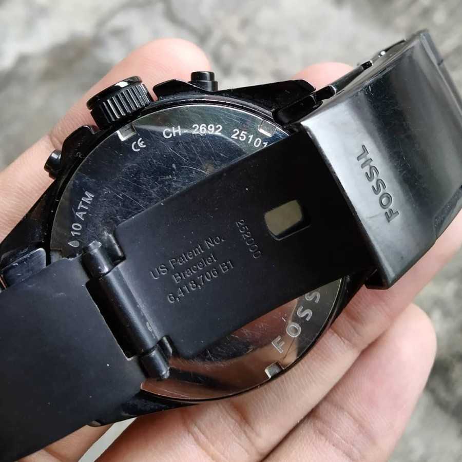 Jam Tangan Antik Fossil Chronograph blue dial big size