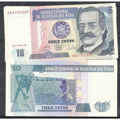 BL 1168 Peru 1987 10 Intis Mint Uncirculated UNC Mulus Per 1 lembar