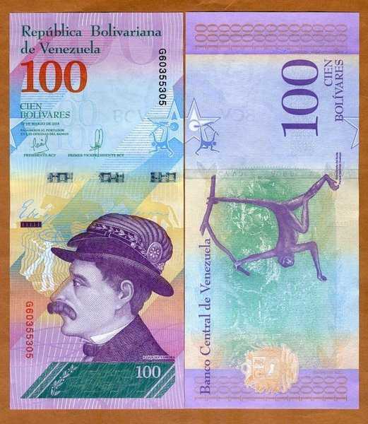 BL 2182 Per 1 Lembar Venezuela 100 Bolivares Tahun 2018 UNC Mulus