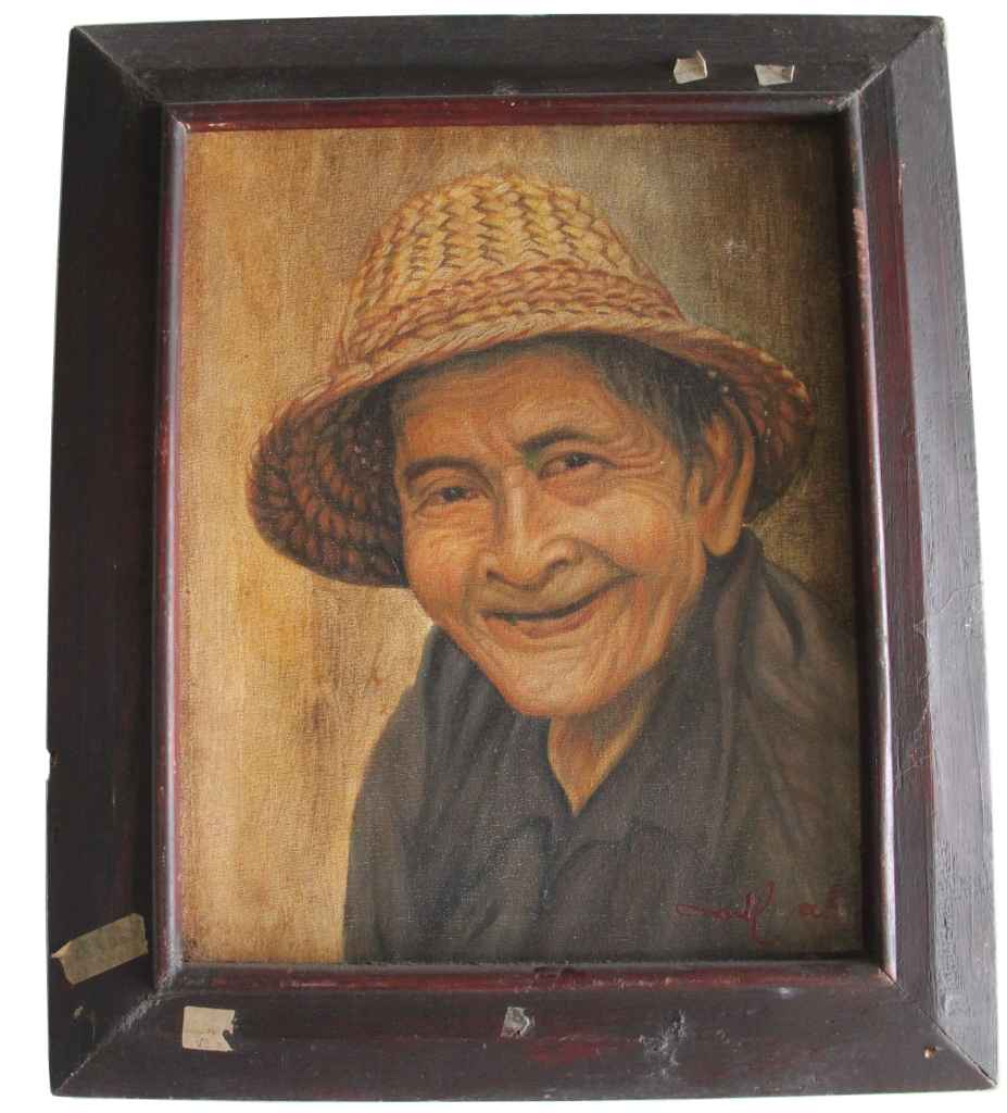 LUKISAN WAJAH ORANG TUA PAKAI CAPING